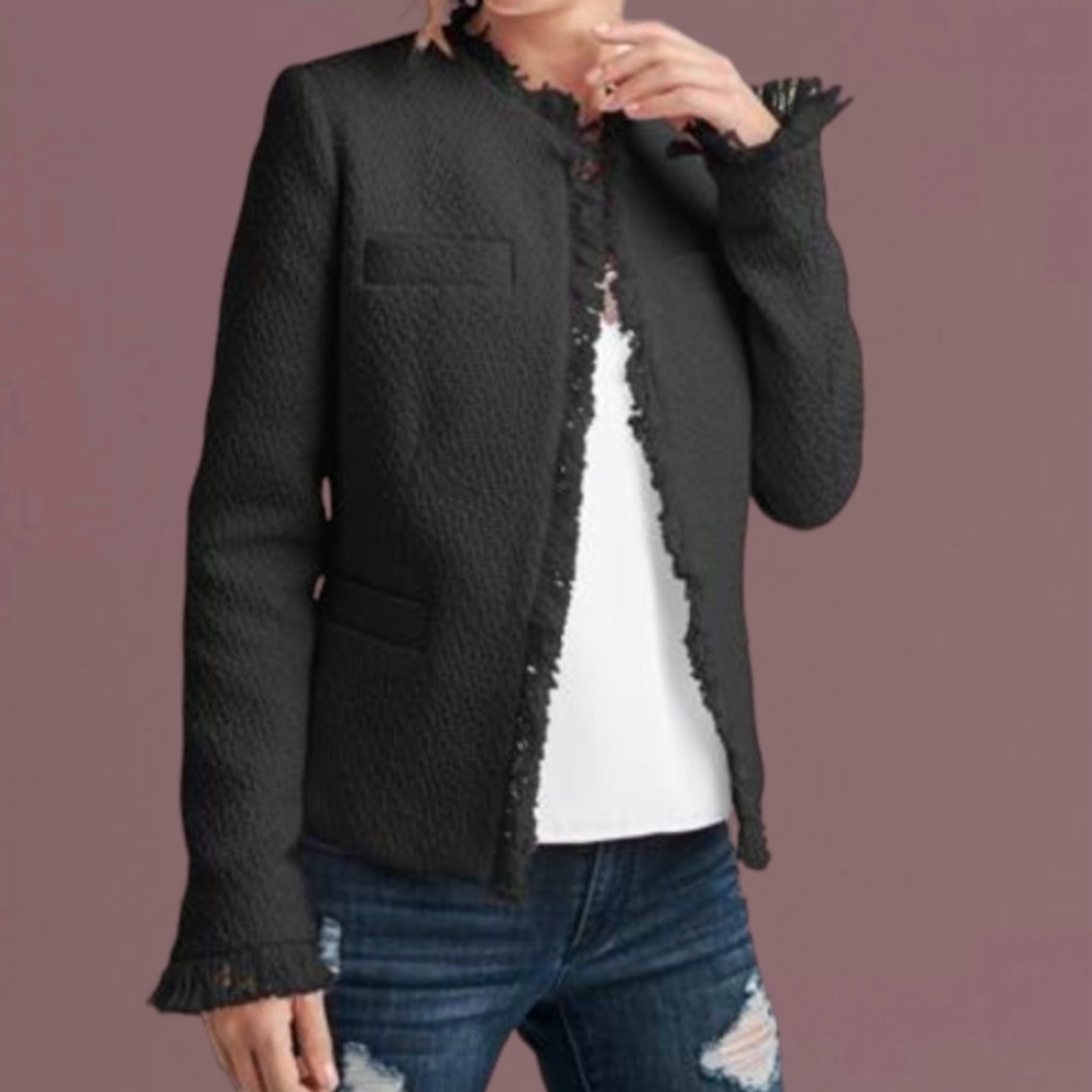 Venus Tweed Black Textured Jacket Size 10